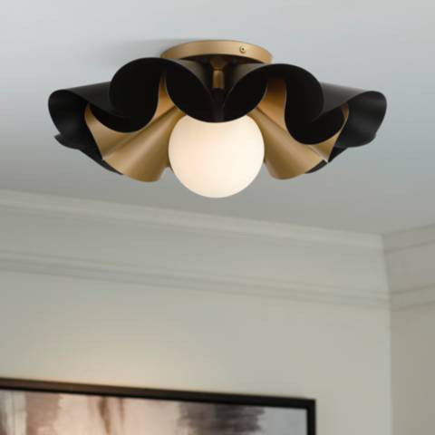 Possini Euro Sedna 18"W Black and Warm Gold Ceiling Light | Lamps Plus