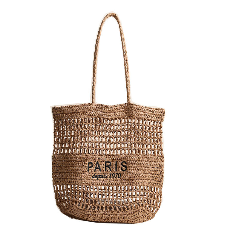 Whudwhu Letter Embroidered Straw Shoulder Bag for Women, Large Woven Summer Tote with Hollow Desi... | Walmart (US)