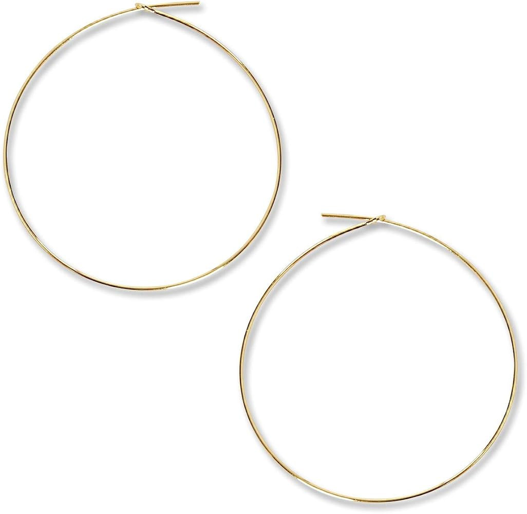 Thin Hoop Earrings for Women - Hypoallergenic Lightweight Wire Threader Loop Drop Dangles - Safe ... | Amazon (US)