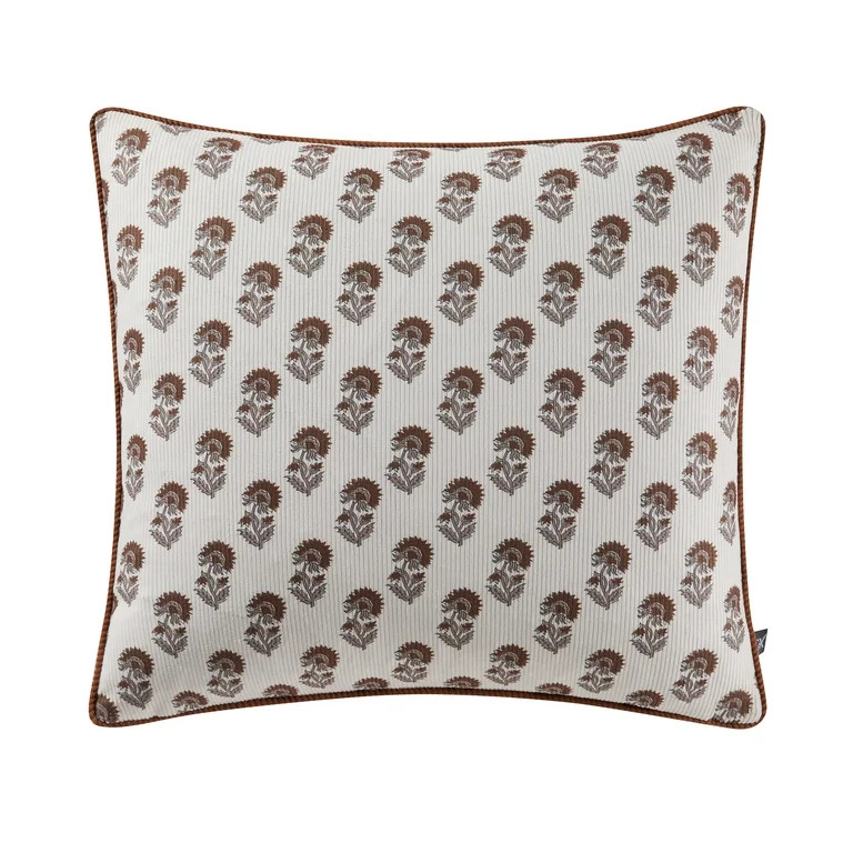 My Texas House 20" x 20" Ivory Block Floral Decorative Pillow Cover | Walmart (US)