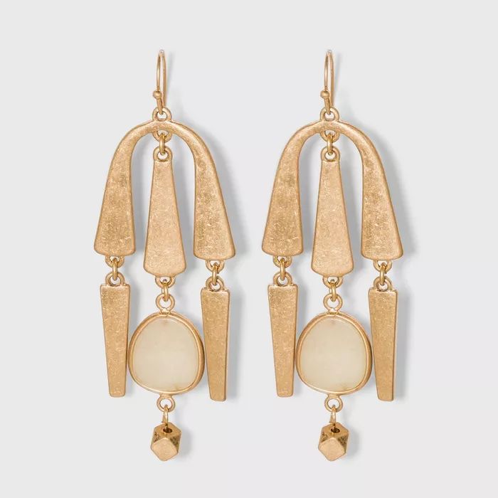 Semi-Precious Stone and Worn Gold Mobile Drop Statement Earrings - Universal Thread™ | Target
