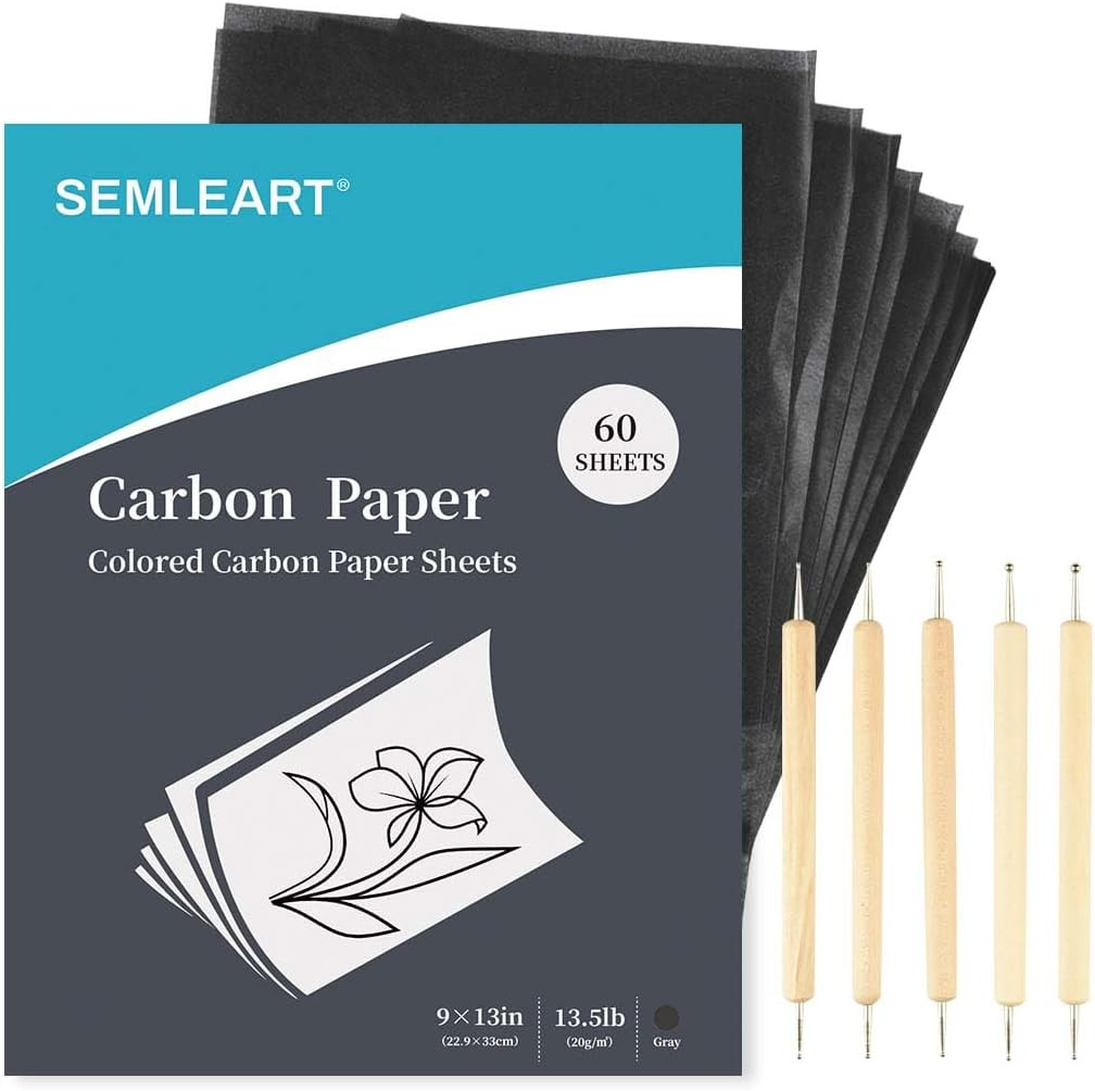 SEMLEART Carbon Paper for tracing|Graphite Transfer Paper|9x13"-60Sheets | Amazon (US)