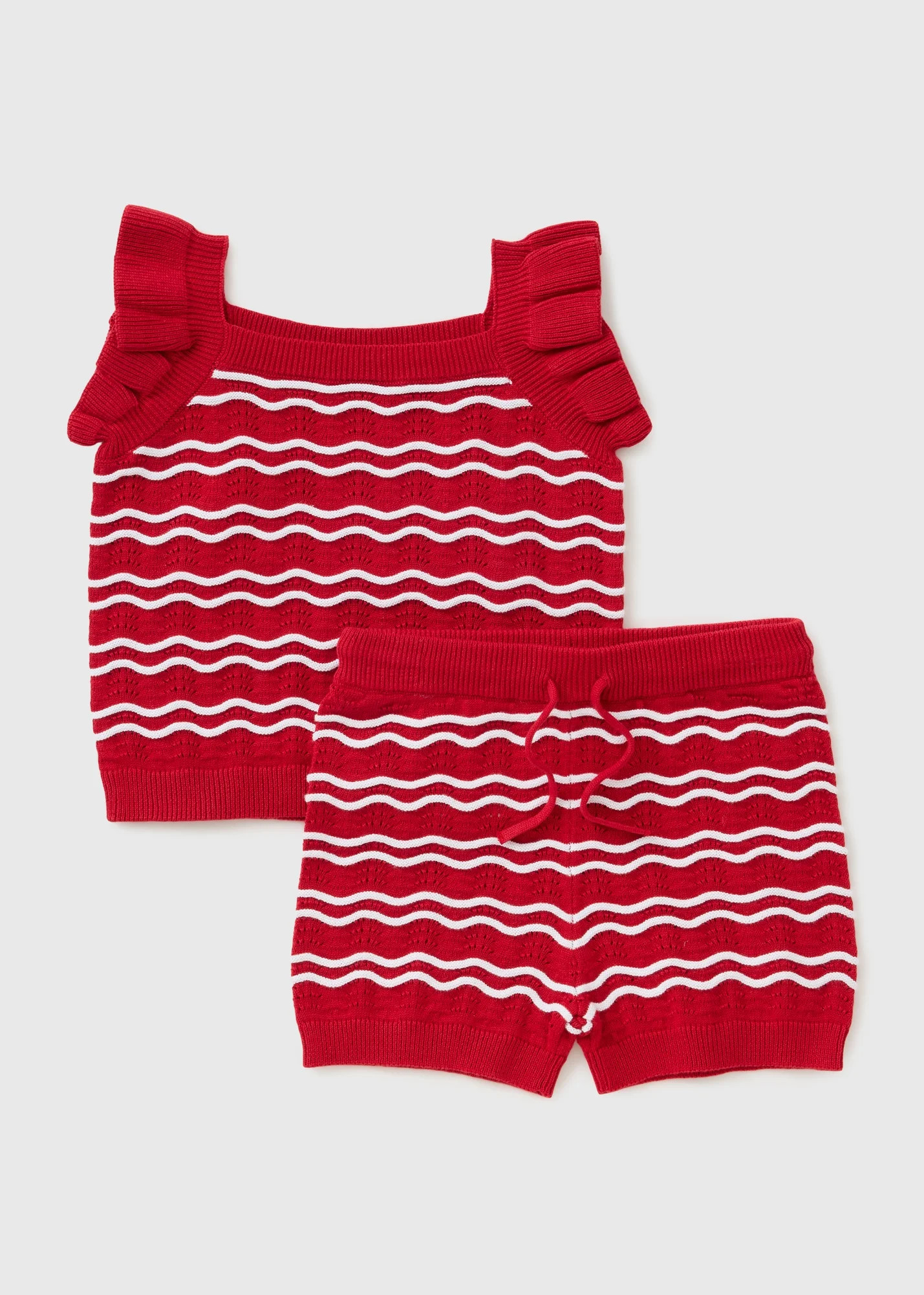 Girls Red Stripe Knit Top & Short Set (1-7yrs) | Matalan (UK)