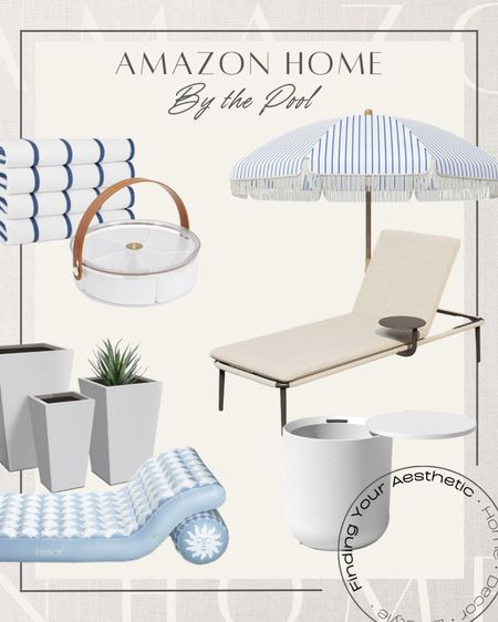 Fun new affordable finds to enjoy by the pool this summer from Amazon Home 

Lounge chair with beverage holder // blue and white pool // striped umbrella with fringe // outdoor entertaining // side table cooler combo // concrete planter set // fun boy pool float // Amazon patio // Amazon outdoor 

#LTKFamily #LTKSeasonal #LTKHome