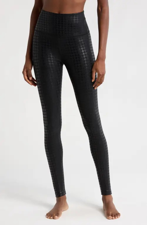 Beyond Yoga Houndstooth High Waist Midi Leggings in Houndstooth Black at Nordstrom, Size Small | Nordstrom