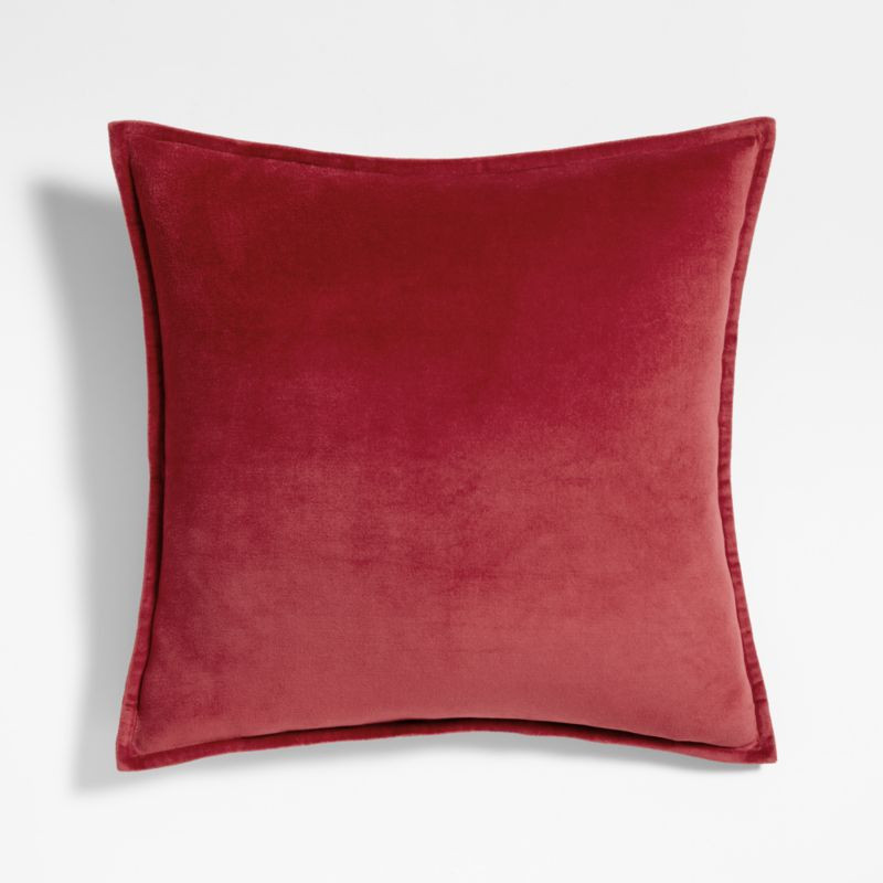 Red Organic Washed Cotton Velvet Decorative Throw Pillow Cover 20"x20" + Reviews | Crate & Barrel | Crate & Barrel