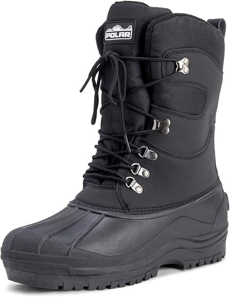 Polar Mens Tall Nylon Mesh With Overlay Duck Waterproof Sole Lace Up Winter Snow Boots | Amazon (UK)