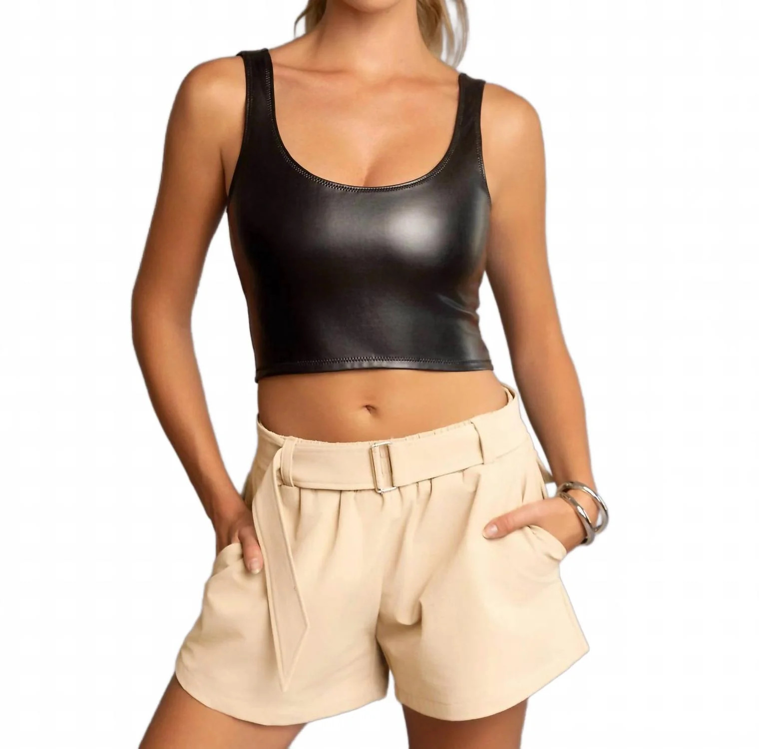 Leather Tank Top In Black | Shop Simon