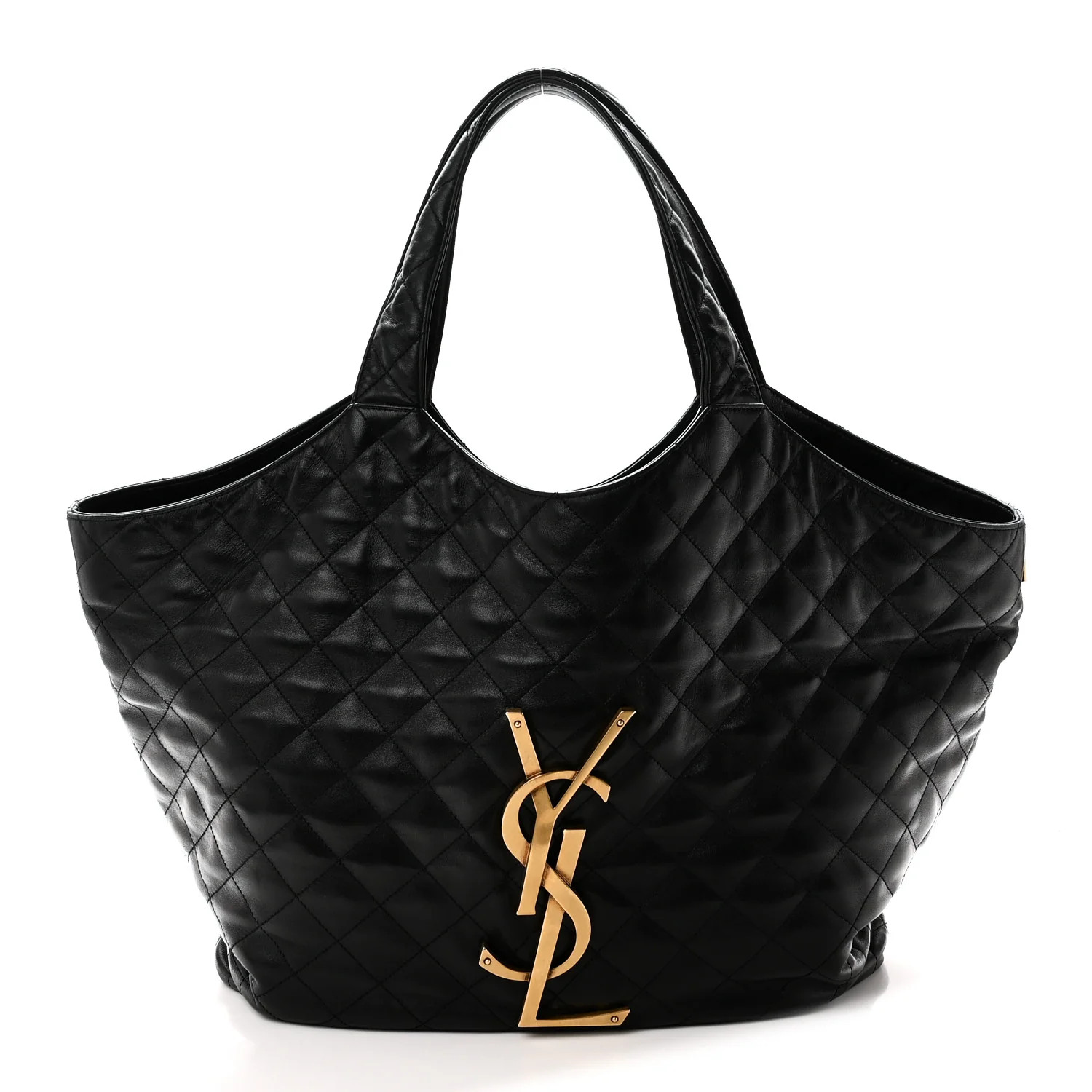 Saint Laurent Lambskin Quilted Maxi Icare Shopping Tote Black 1939092 | FASHIONPHILE (US)