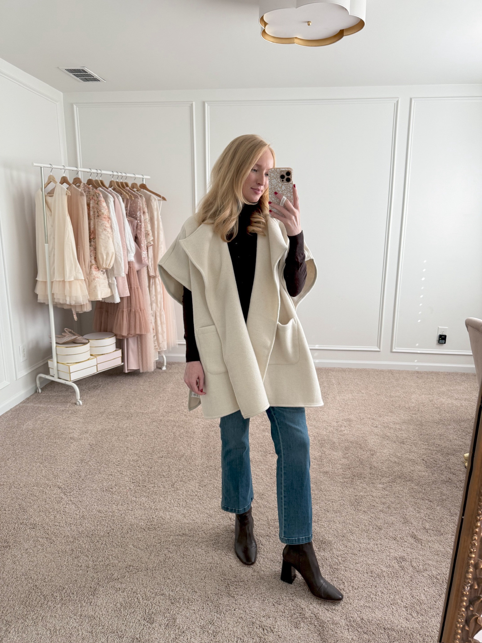 How cute is this poncho from Loft?! It’s the perfect layering piece. I have it paired with my Spanx Kick Flare cropped jeans and Spanx turtleneck and booties. Wearing size xs/s in the poncho and size small on the jeans. Use my code AMANDAJOHNxSPANX for 15% off my jeans and turtleneck. Elevated fall outfits // Thanksgiving outfits // workwear // work outfits // shopping outfits // brunch outfits 

#LTKWorkwear #LTKSeasonal #LTKStyleTip