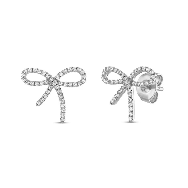Diamond Bow Earrings 1/5 ct tw Round-cut 10K White Gold | Kay Jewelers