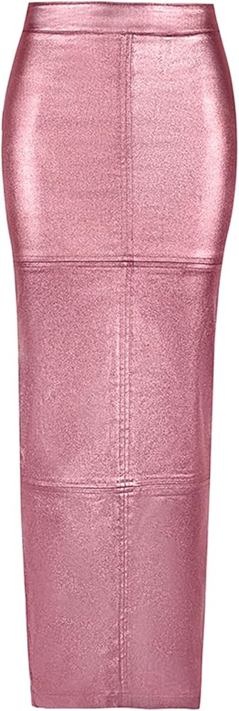 LEOROO Long Skirts for Women Trendy High Waisted A Line Business Casual Leather Maxi Skirt with S... | Amazon (US)