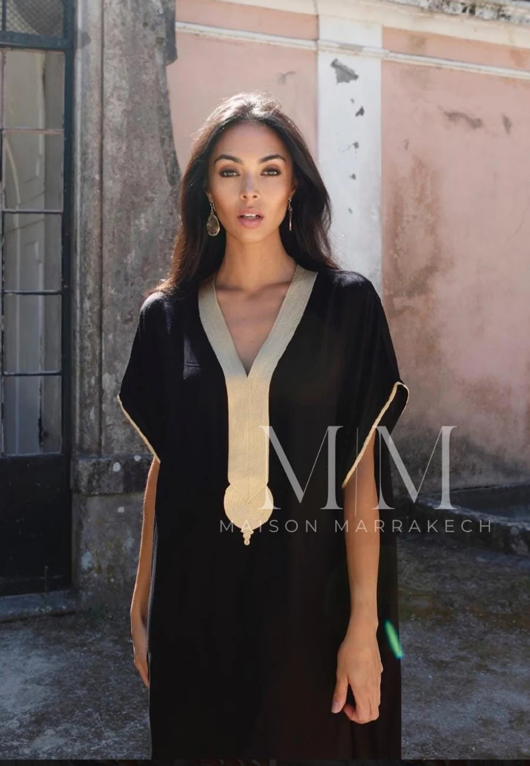 Winter Black Gold Caftan Kaftan Gandora -lounge Resort Kaftan,beach Kaftan,home Dress,gift for He... | Etsy (US)