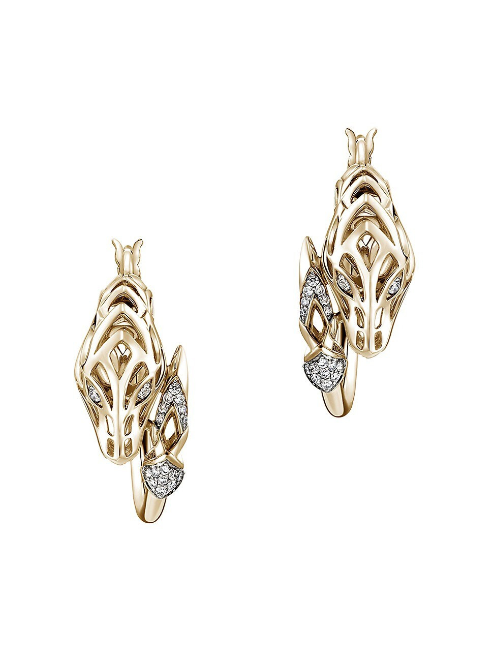 Women's Naga Dragon 14K Yellow Gold & 0.20 TCW Diamond Hoop Earrings - Gold | Saks Fifth Avenue