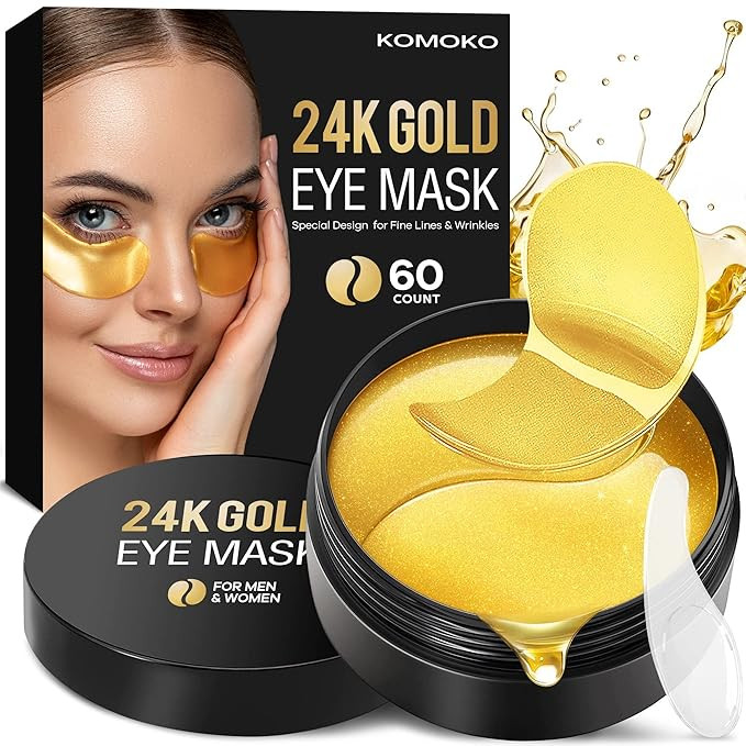 Komoko 30-Pairs 24K Gold Under Eye Patches, Skin Care, Golden Under Eye Mask Anti-Aging Collagen ... | Amazon (US)