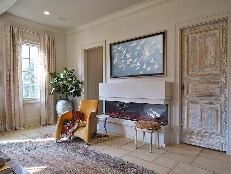 Frame Tv Art Digital Download | Blue Abstract Bird Painting | Coastal Summer Frame Tv Art | Japan... | Etsy (US)