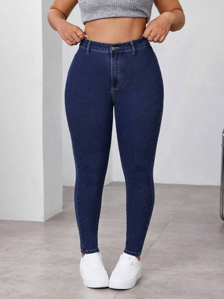 SHEIN CURVE+ Winter Plus Size Women's Skinny Fit Jeans, Autumn | SHEIN