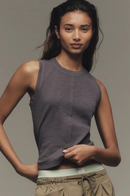 Pilcro Cotton Blend Split Graphic Tank Top | Anthropologie (US)