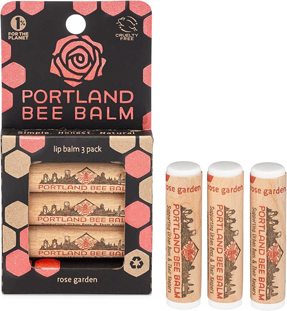 Portland Bee Balm All Natural Handmade Beeswax Based Lip Balm, Rose Garden 3 Count | Amazon (US)