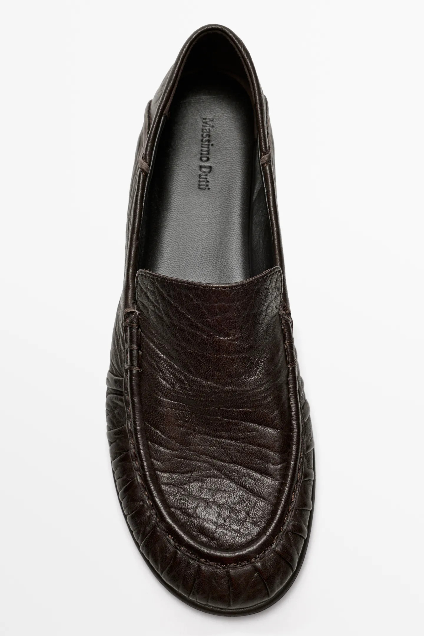 Milled leather loafer - BROWN | Massimo Dutti UK