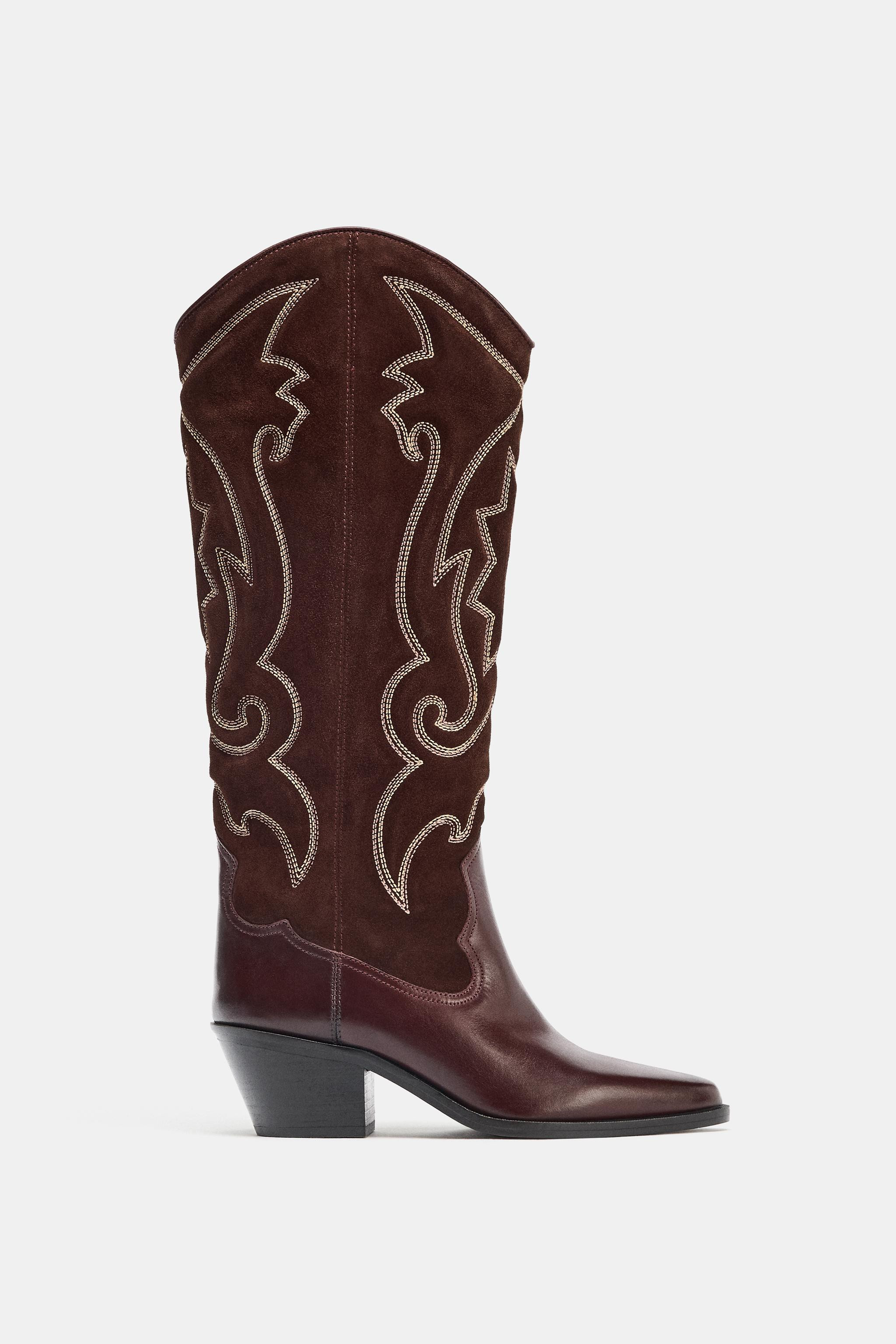 EMBROIDERED LEATHER COWBOY BOOTS | Zara US