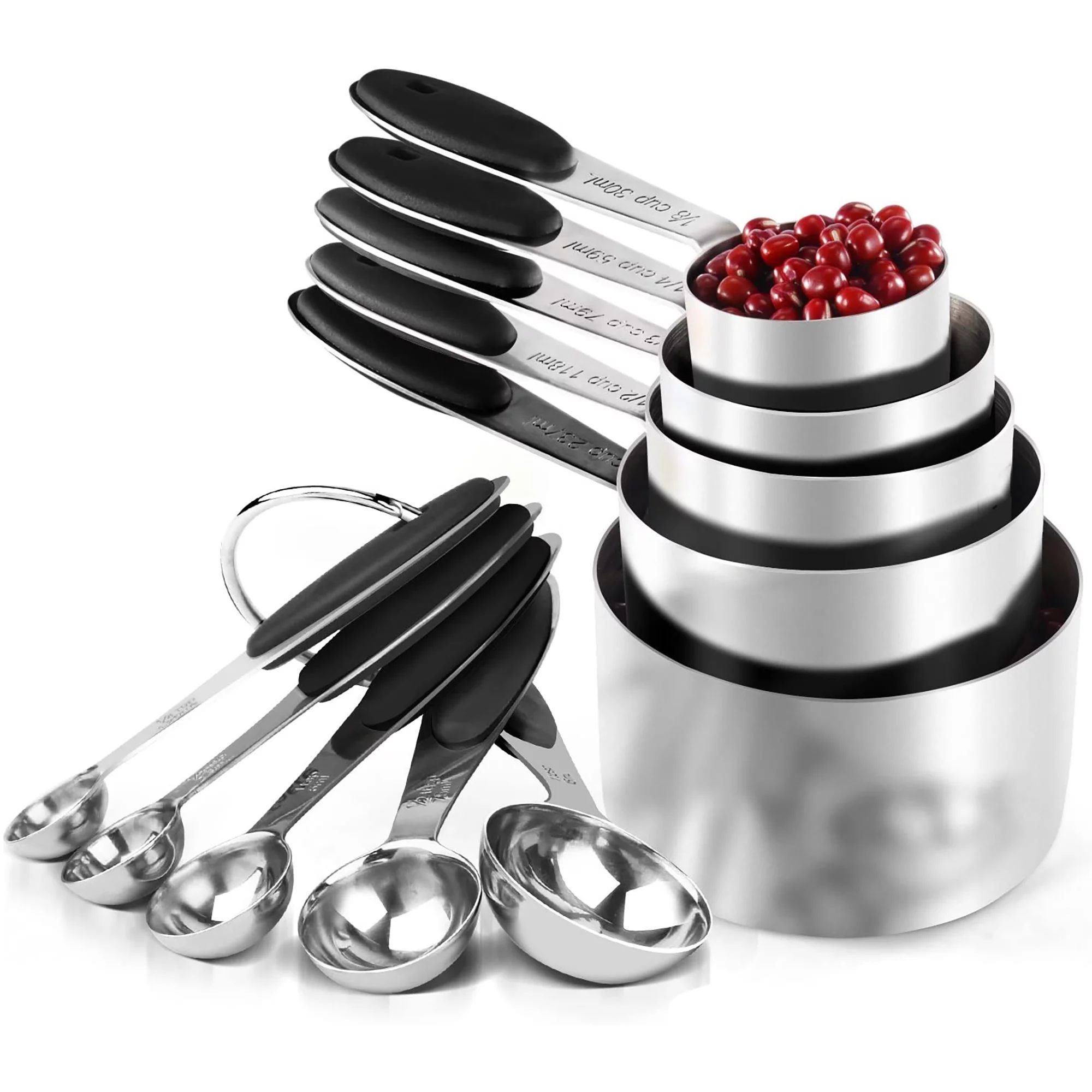 SYNGAR 10 Piece Measuring Cups and Measuring Spoon Set, Stainless Steel with Soft Touch Silicone ... | Walmart (US)