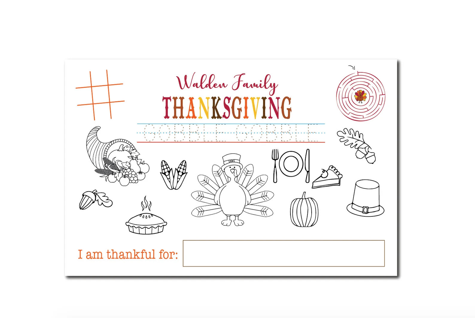 Kids table placemat Thanksgiving placemat Disposable | Etsy | Etsy (US)