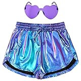 Perfashion Women's Metallic Shorts Summer Sparkly Hot Outfit Shiny Short Pants | Amazon (US)