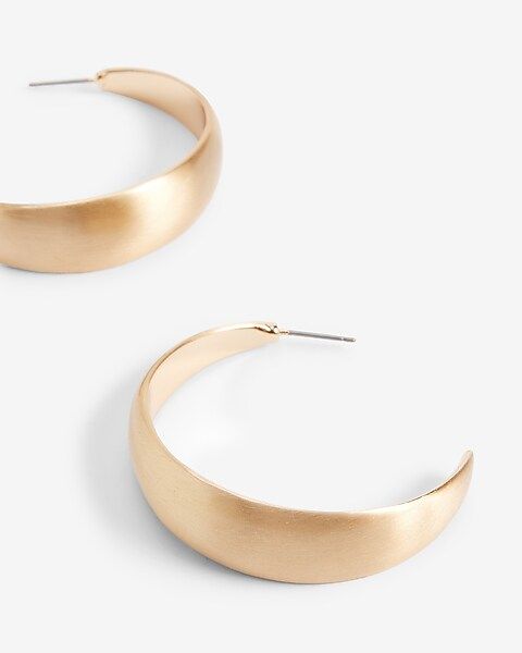 Brushed Thin Post Back Hoop Earrings | Express