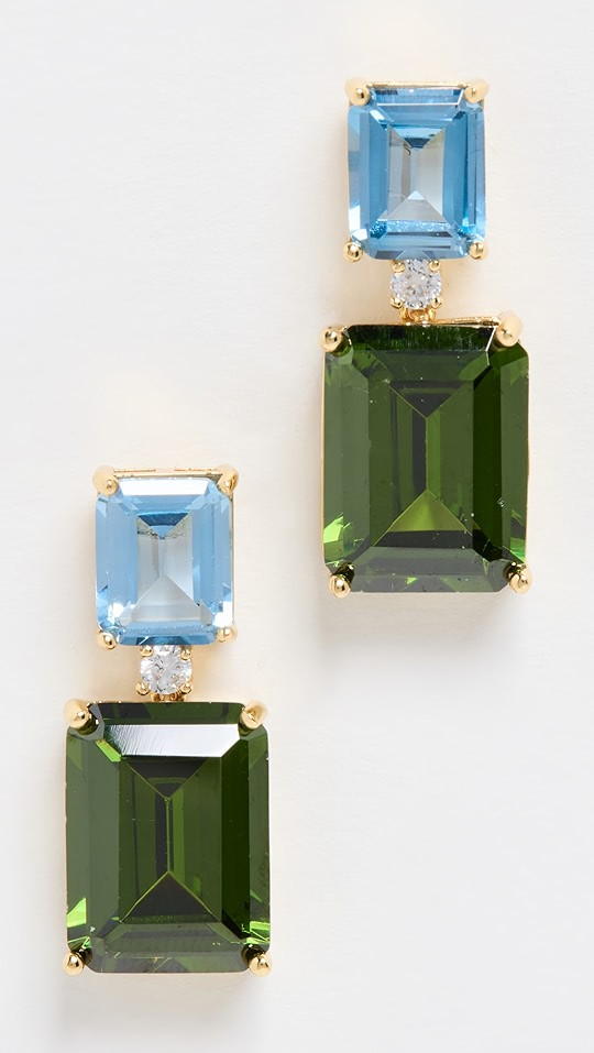 Kenneth Jay Lane Double Emerald Drop Earrings | SHOPBOP | Shopbop