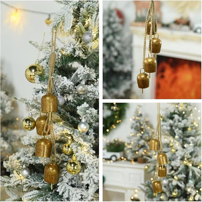 Gold Metal Vintage Bells with Jute Hanging Rope, Decorative Cow Bell for Weddings, Parties, and C... | Amazon (US)