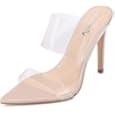 Katliu Women's Clear Pointed Toe Heels Sandals Transparent Strap Stiletto High Heels Slip on Mule... | Amazon (US)