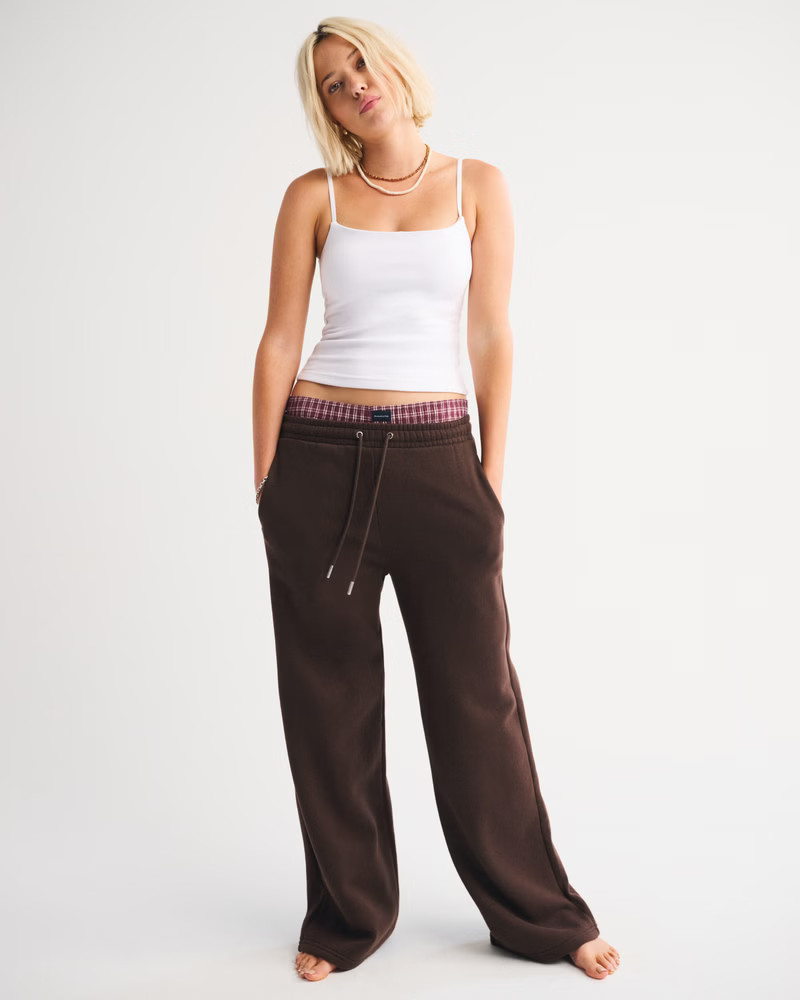 Women's High Rise Sunday Wide Leg Sweatpant | Women's Bottoms | Abercrombie.com | Abercrombie & Fitch (US)