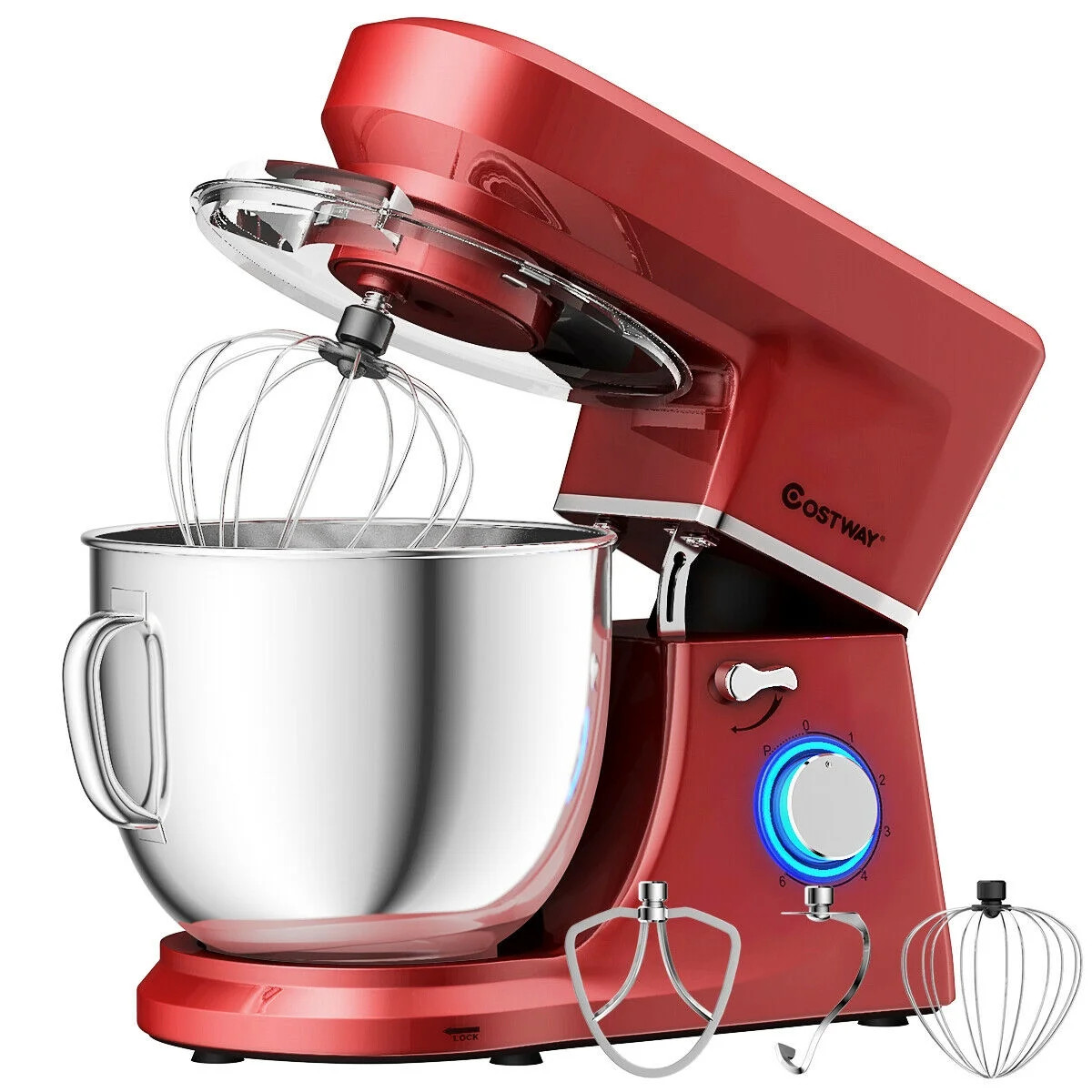 Costway Tilt-Head Stand Mixer 7.5 Qt 6 Speed 660W with Dough Hook, Whisk & Beater Red - Walmart.c... | Walmart (US)