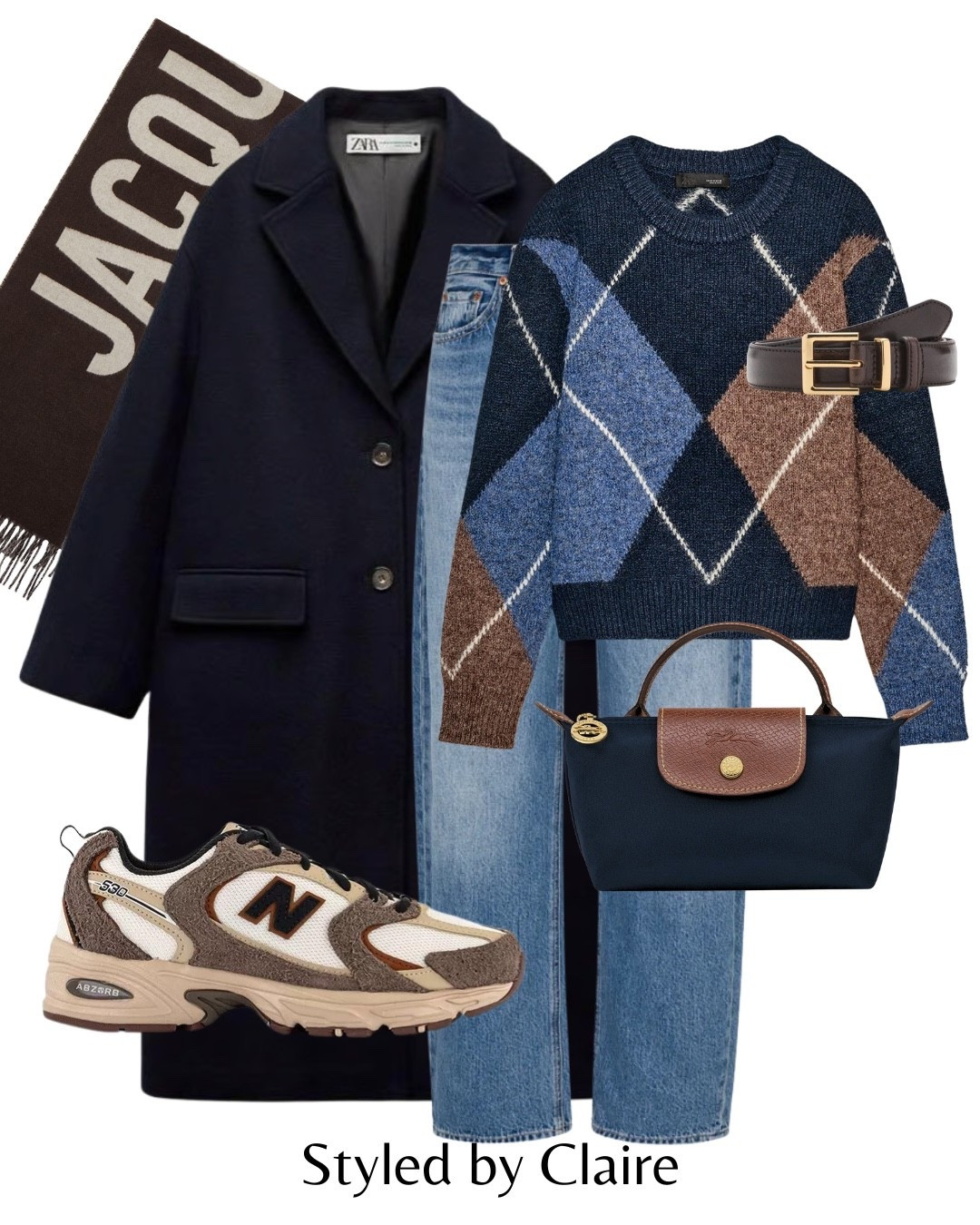 NAVY & BROWN🤎💙
Tags: Zara oversized soft wool coat new balance suede 530 dark mushroom diamond knit jumper pistols folded jeans belt long champ mini bag Jacquemus scarf fashion winter autumn inspo outfit ideas chic women’s style city break capsule wardrobe office work wear basics old money 

#LTKwinter #LTKshoes #LTKstyletip