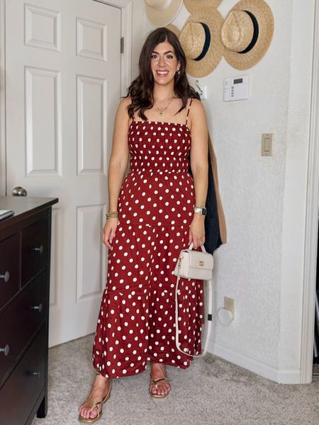 Wearing the perfect spring dress
In a medium tall in the polka dot maxi dress
True to size in sandals 

#LTKstyletip #LTKover40 #LTKmidsize