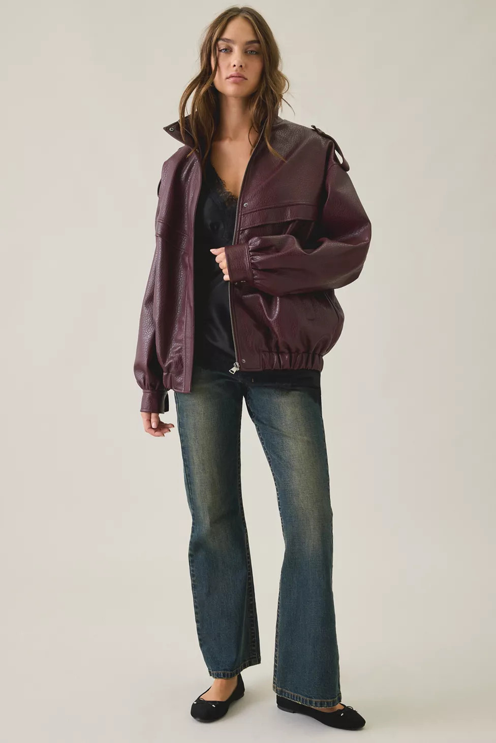 Azalea Wang UO Exclusive Narelle Oversized Faux Leather Bomber Jacket | Urban Outfitters (US and RoW)