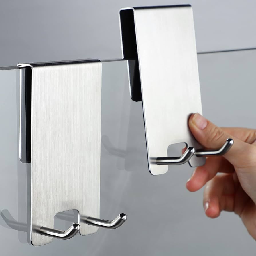 Taozun Shower Door Hooks - Over The Door Hooks for Shower Towel Hooks for Bathroom Frameless Glas... | Amazon (US)