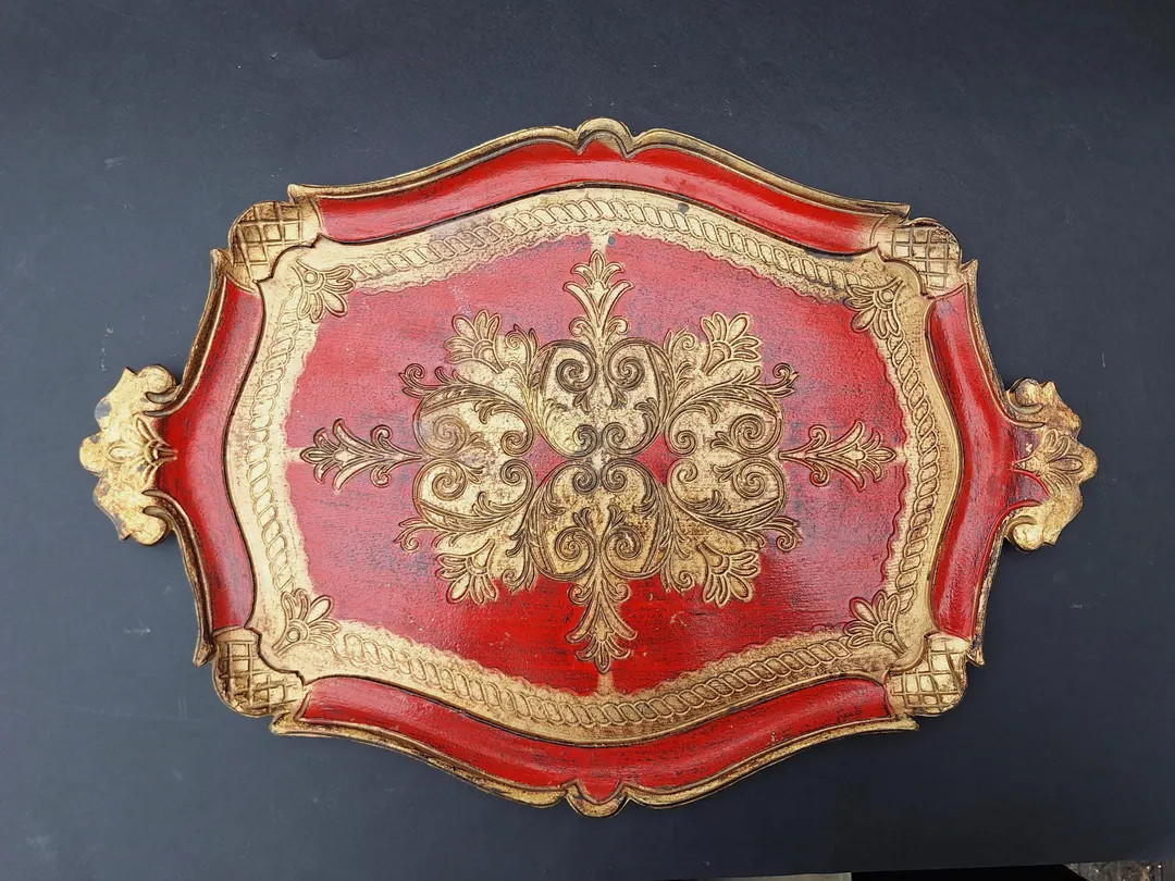 Vintage Italian Florentine Mid Century Wooden Tray - Etsy | Etsy (US)