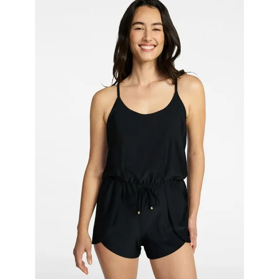 Time and Tru Women's and Women's Plus Size Tank Romper Swimsuit, Sizes XS-3X | Walmart (US)
