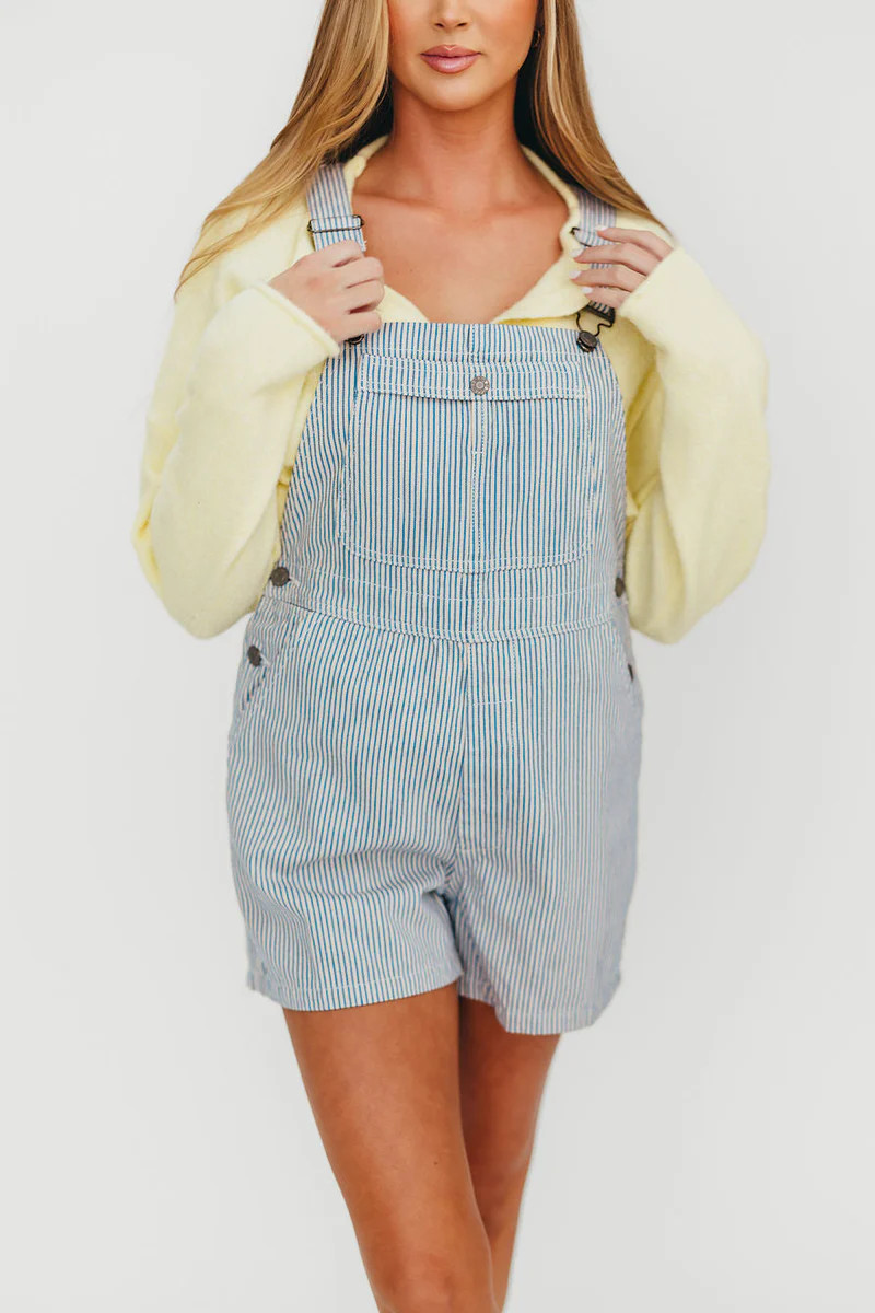 Shannon Overalls in Denim/White | Worth Collective