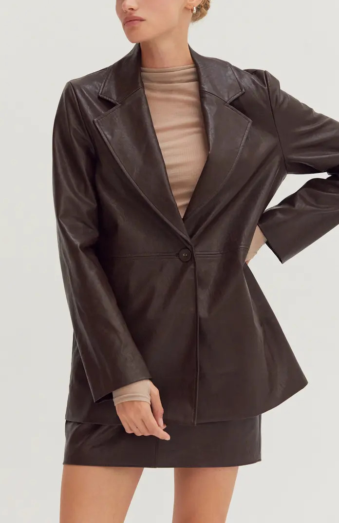 Faux Leather Oversized Blazer | Nordstrom