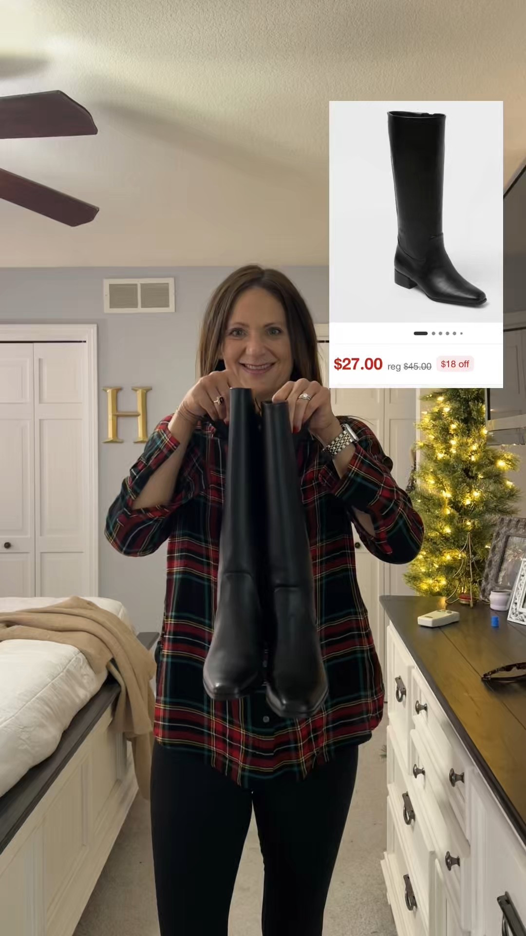 My favorite black riding boots 👢 are on sale for less than $30 right now! I bought them for $40 at regular price. They can be worn with leggings like this, over skinny jeans or under jeans. Snag them while they’re on sale! You will get a lot of use out of these, the styling options are endless! Promise! 🥰 

#LTKSaleAlert #LTKHoliday #LTKootd