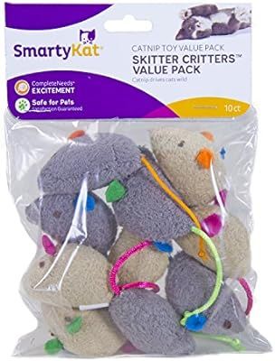 SmartyKat, Skitter Critters Value Pack, Soft Plush Cat Toys, Mouse Toy with String Tail, Catnip F... | Amazon (US)