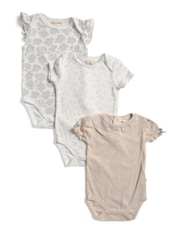 Newborn Girls 3pk Floral Bodysuits | TJ Maxx