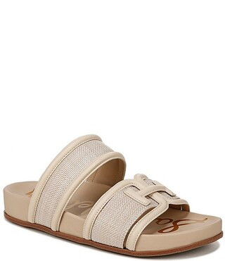 Sam Edelman Rowan Leather and Woven Raffia Slide Sandals | Dillard's | Dillard's