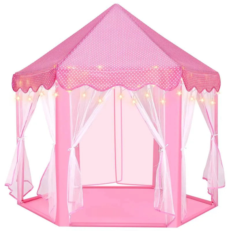 Pink Dyzi Fairy Princess Hexagon Tent with LED Lights Indoor & Outdoor Playhouse | Debenhams | Debenhams UK