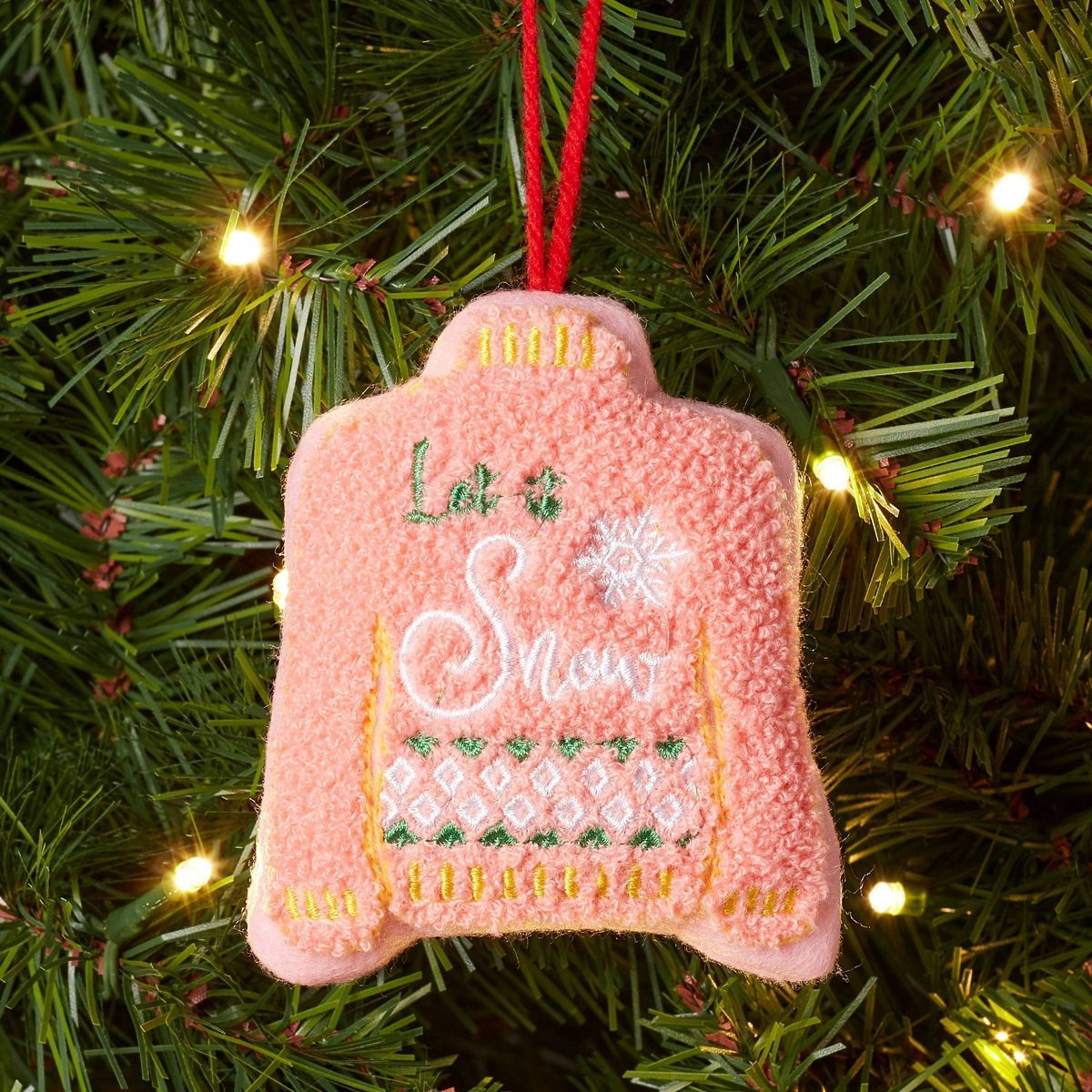 Faux Shearling 'Let it Snow' Sweater Christmas Tree Ornament Pink - Wondershop™ | Target