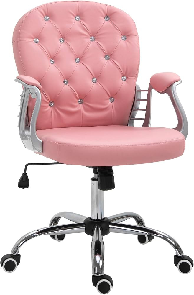 Vinsetto PU Leather Home Office Chair, Button Tufted Desk Chair with Padded Armrests, Adjustable ... | Amazon (US)