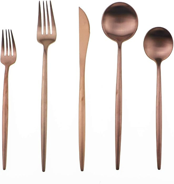 Gugrida 20-Piece 18/10 Stainless Steel Flatware Silverware, Luxury Dinnerware Set Travel Cutlery ... | Amazon (US)